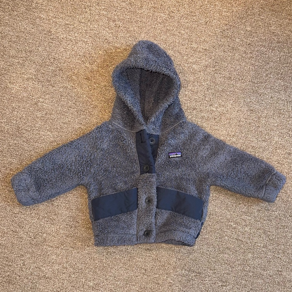 Patagonia Toddler Fleece Hooded Jacket in Blue Gray